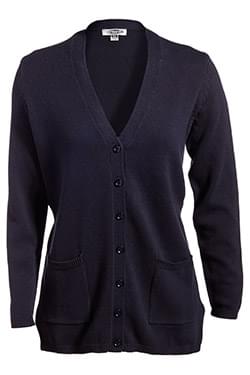 Ladies V-Neck Long Cardigan Sweater-Edwards