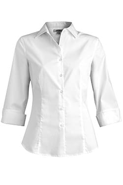 Ladies Tailored Full-Placket Stretch Blouse-Edwards