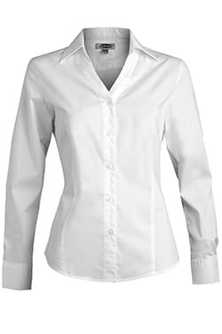 Edwards Corporate Hospitality Shirts, Blouses, Polos & Camps FRONT OF THE HOUSE Ladies Tailored V-Neck Stretch Blouse-Long Sleeve-Edwards
