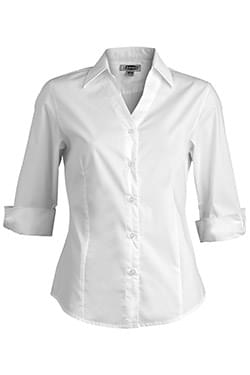 Edwards Corporate Hospitality Shirts, Blouses, Polos & Camps FRONT OF THE HOUSE Ladies Tailored V-Neck Stretch Blouse-3/4 Sleeve-Edwards