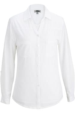 Edwards Corporate Hospitality Tops FRONT OF THE HOUSE Ladies Open Neck Long Sleeve Blouse-Edwards