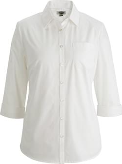 Ladies Essential Broadcloth Shirt 3/4 Sleeve-Edwards