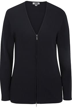 Ladies Full Zip V-Neck Cardigan Sweater-Edwards