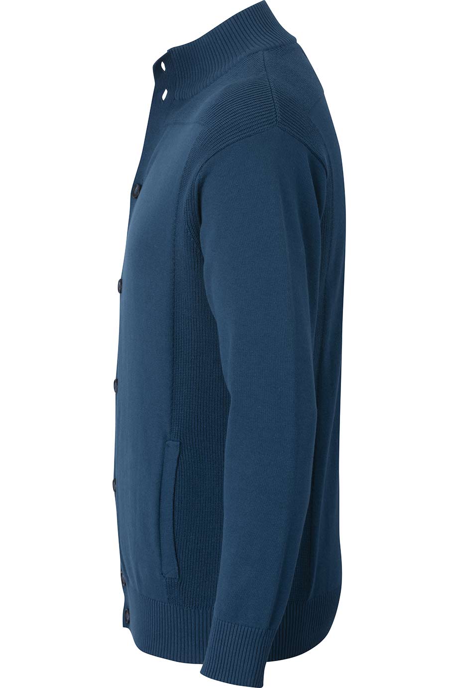 RIB COLLAR BUTTON-FRONT CARDIGAN WITH POCKETS RIB COLLAR BUTTON-FRONT CARDIGAN WITH POCKETS