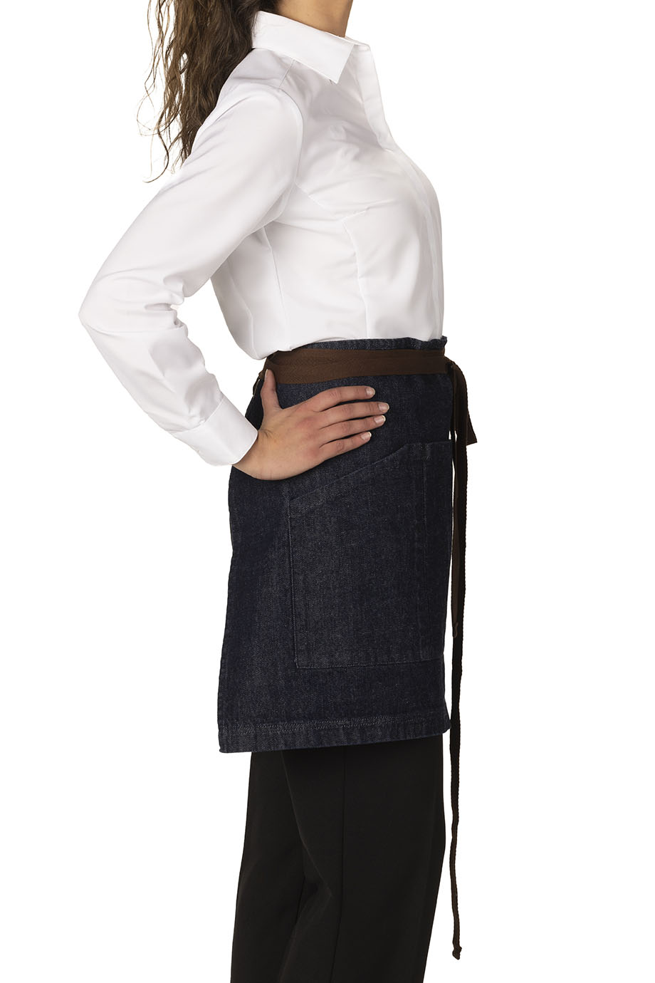 Brown - Jacquard Weave Cotton Apron with Pocket 09