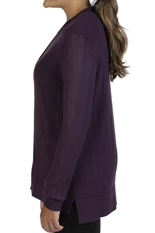 CREW NECK CARDIGAN WITH DROP TAIL
