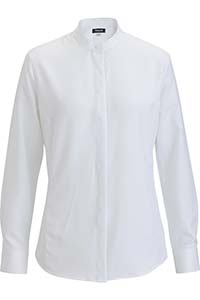 FLEXBATISTE BANDED COLLAR LONG SLEEVE LADIES SHIRT